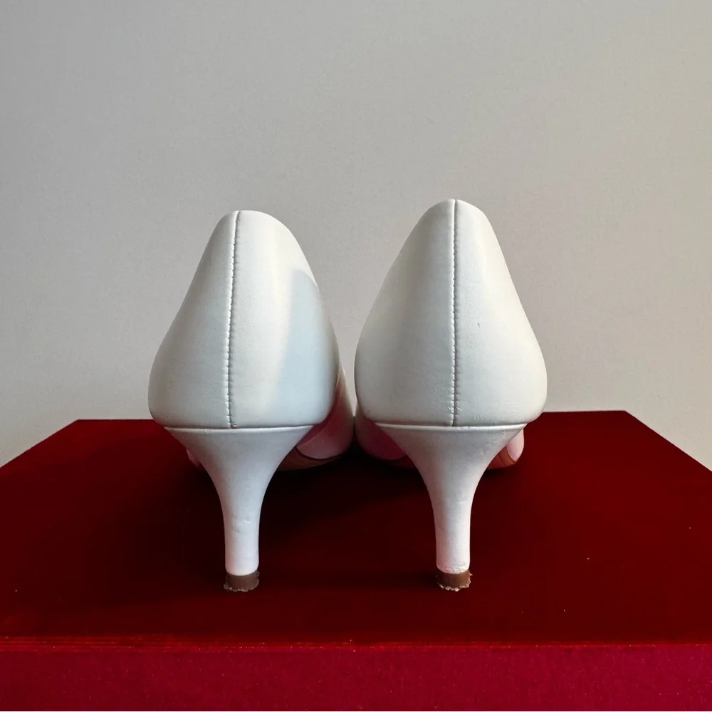 Tamaris White Pointed Toe Pumps Heels - "Touch-it" Comfort Footbed - Size 39 - Picture 9 of 12